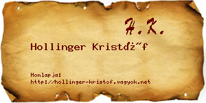 Hollinger Kristóf névjegykártya